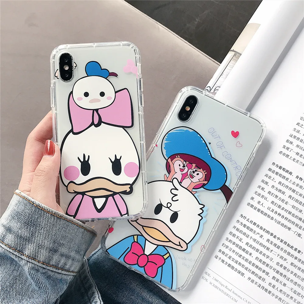 Soft Clear TPU Phone Case for iphone XS MAX XR Cartoon Silicon AirBag Cover 6s iphone7/8 Plus Daisy Donald Duck Coque |