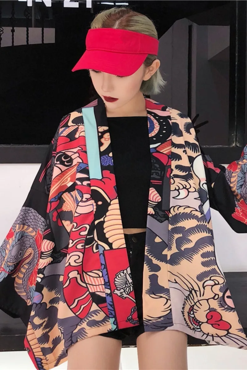 Японское кимоно Солнцезащитная Одежда Женская Harajuku универсальная тонкая секция кардиган кимоно пальто свободная Студенческая традиционная юката
