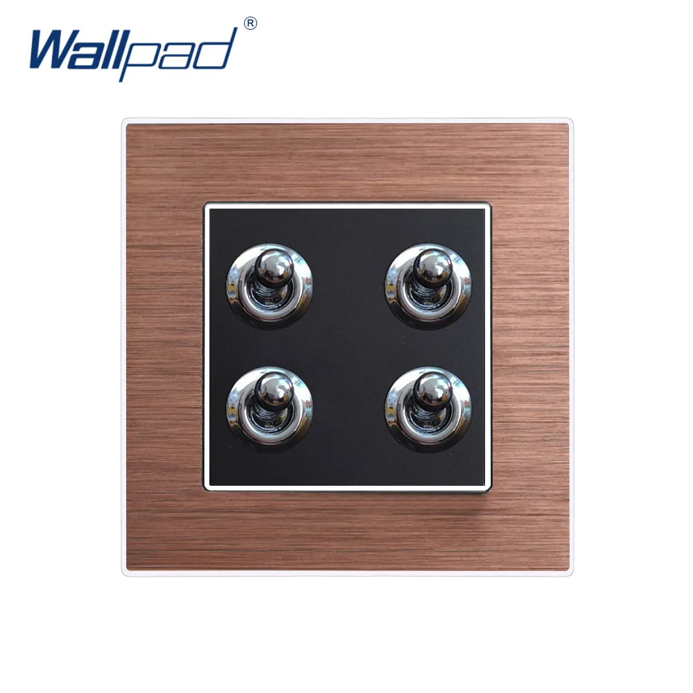 Горячая 4 банды 2 способа переключателя Wallpad роскошный настенный выключатель света гладкая металлическая панель прерыватель