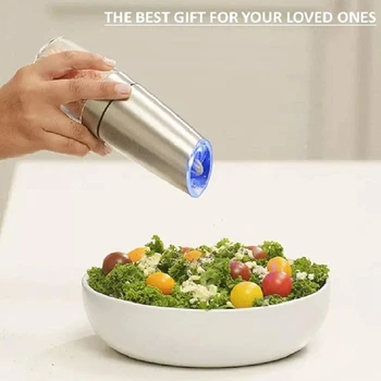 

Gravity Electric Salt and Pepper Grinder Set Of 2, Battery Powered Pepper Shakers, Automatic Pepper Mills with Led Light, Adjust