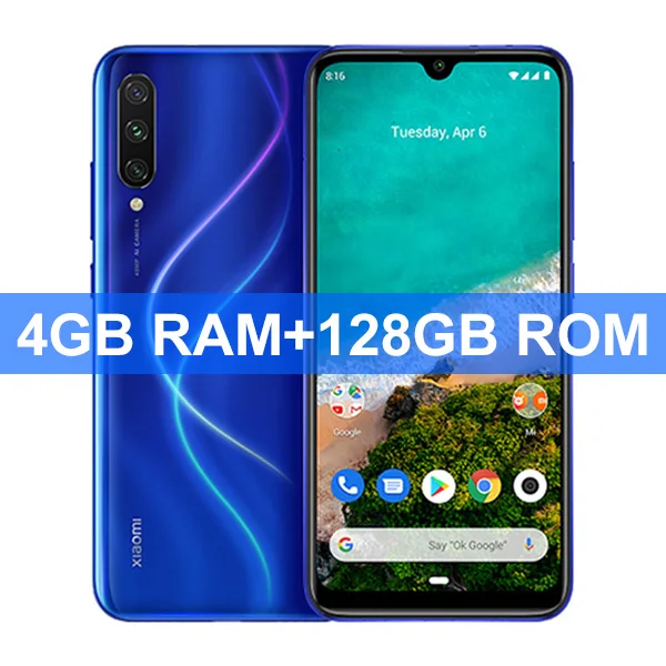 Blue 4GB 128GB Глобальная версия Xiaomi mi, мобильный телефон A3 mi A3, 4 ГБ, 64 ГБ, Восьмиядерный процессор Snapdragon 665, 6,088 дюймов, 48MP+ 32MP, камера AI, 4030 мА/ч - Цвет: Blue 4GB 128GB