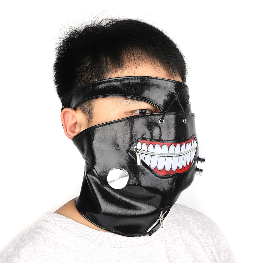 Маска для лица Kaneki Ken, на молнии, для езды на велосипеде, защита от пыли, аниме, маска вурдалака, Хэллоуин, костюм для косплея, маска из искусственной кожи