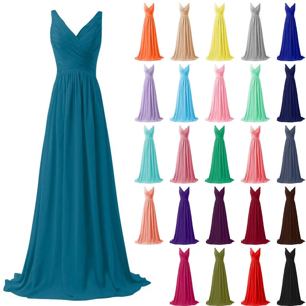 Bridesmaid Dresses A Line Chiffon V Neck Pleat Elegant Off Shoulder Bridesmaid Dresses Wedding Party Formal Prom Evening Lace Up Back