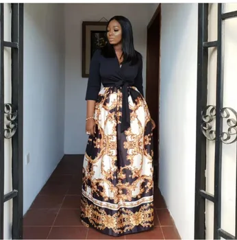 

Long Sleeves Print Maxi Dress African Fashion Clothing