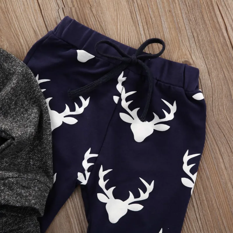 Baby Boy Clothing Set Autumn Winter Newborn Infant Warm Outfits Deer Tops Hoodie Top Pants Baby Boys Girls Christmas Clothes