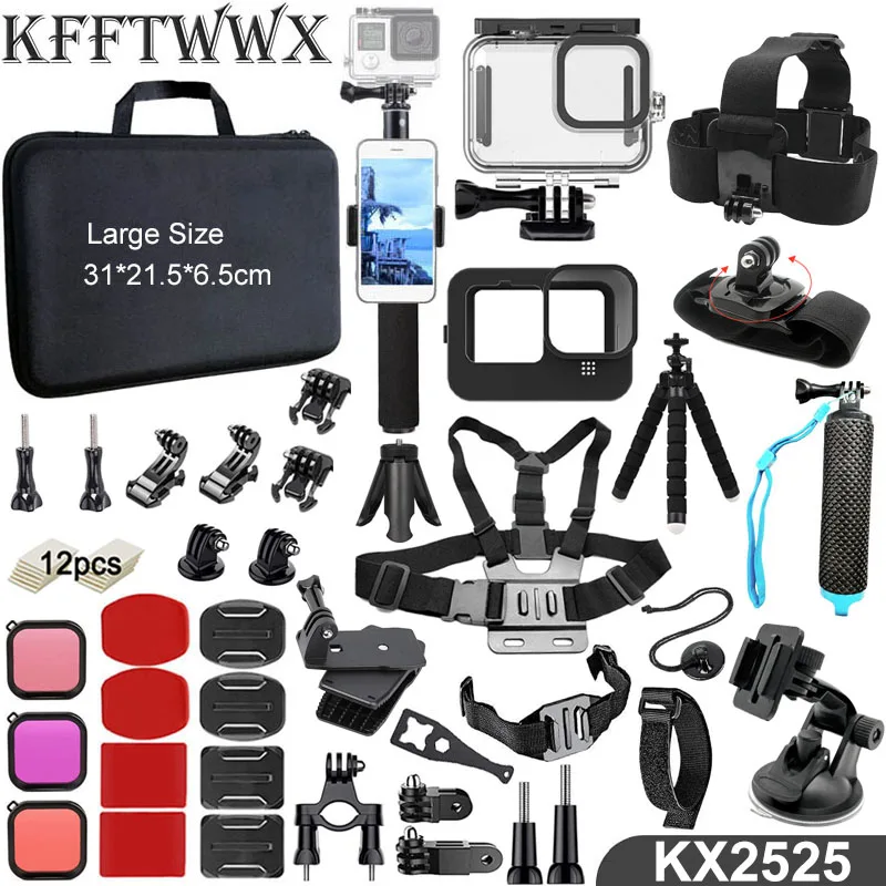 Набор аксессуаров KFFTWWX для Gopro Hero 10 9 водонепроницаемый корпус ремешки штатив