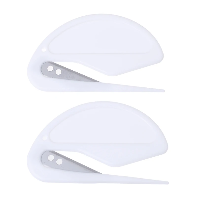2pcs Mini Sharp Letter Envelope Opener Safety Papers Guarded Cutter Blade Office Supplies Plastic Letter Opener