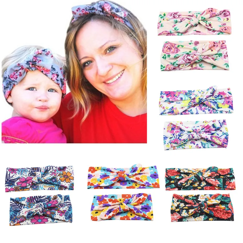Flash Sale Headband Hair-Ornaments Girl Daughter Knot Bow Stretch Mom Cotton Tie-Bow Rabbit-Ears 0KJrAomY