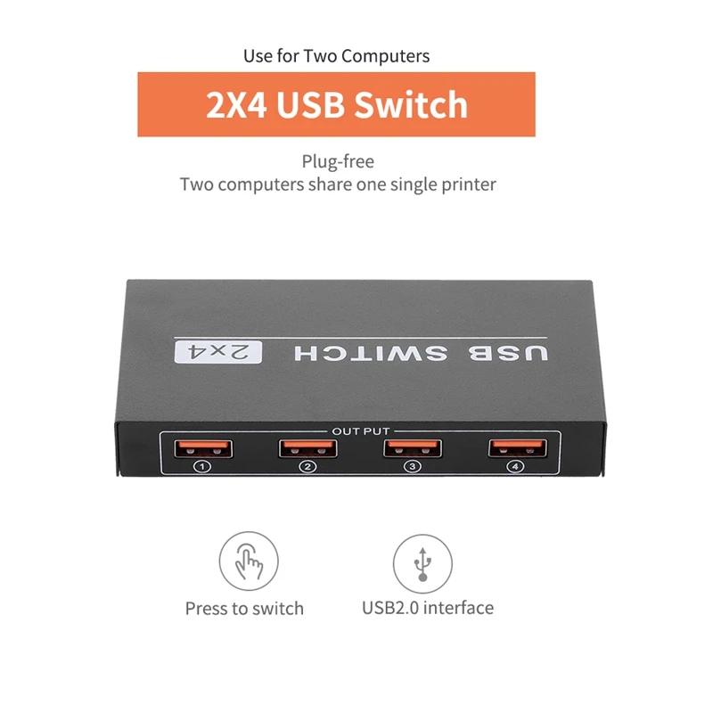 Горячий-Usb коммутатор 2X4 периферийный коммутатор 2 компьютера обмен 4 Usb устройства Usb2.0 концентратор для мыши/U диск/клавиатура/камера/принтер Вит