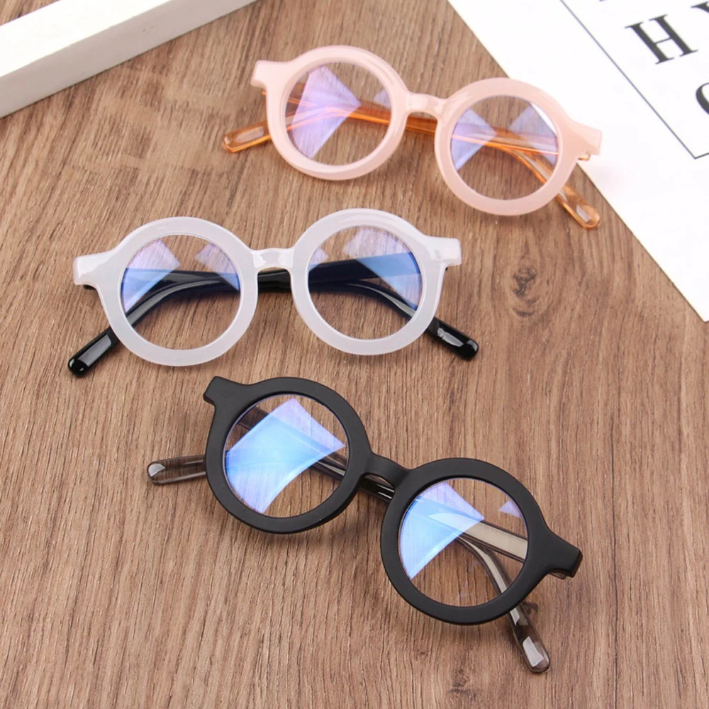 롱 키퍼 키즈 빈티지 uv400 스펙타클 라운드 안경 프레임 컴퓨터 게임 클리어 렌즈 안티 uv 안티 블루 라이트 리벳 안경