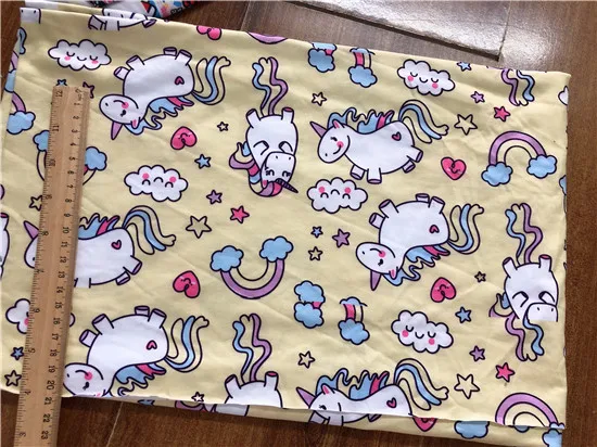 50*150 м Единорог Радужная игрушка пони Кот эластичная трикотажная хлопчатобумажная ткань пэчворк DIY Одежда для девочек материал сшитая шляпа футболка - Цвет: 75x150cm