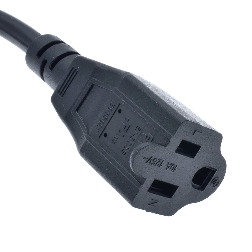 Power Y Type Splitter Adapter Cable Single IEC 320 C14 Male to C13+ Nema 5-15R Female Short Cord for Computer host display