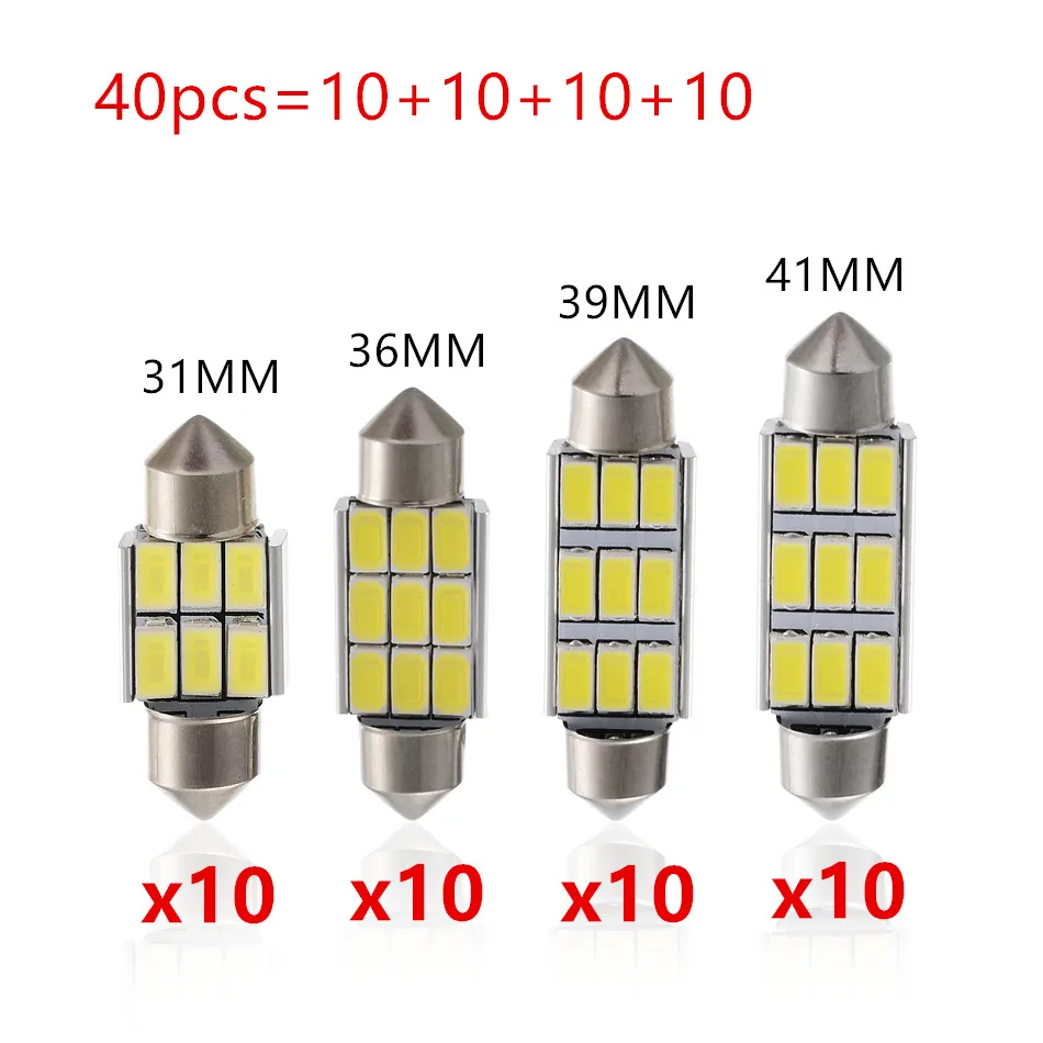 4*10 шт. Автомобильный светодиодный купол C5W C10W гирлянда 31 мм 36 39 41 5630 6SMD 9SMD лампы