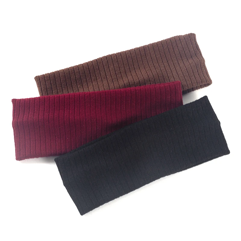 

Однотонная вязаная ребристая повязка на голову, аксессуары для волос для женщин, эластичная плоская повязка для волос, мешковатая повязка для волос, женский стиль