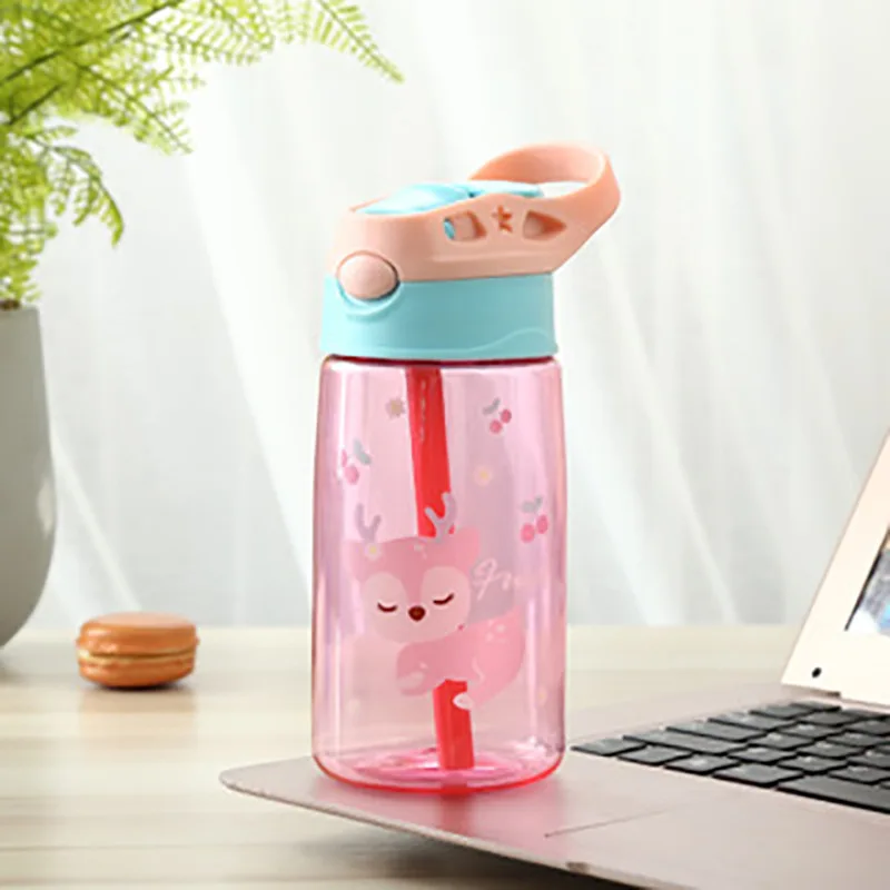 QISIWOLE Kids Water Bottle with Straw for School Leak Proof 16 OZ Toddler  Cartoon Animal Water Bottle BPA-Free Spout Lid for Boys & Girls