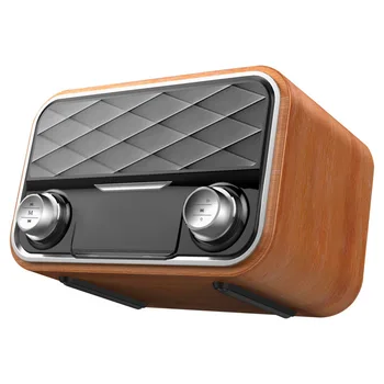 

2020 new creative dual speaker wooden speaker indoor and outdoor mood retro radio clock display portable Bluetooth speaker