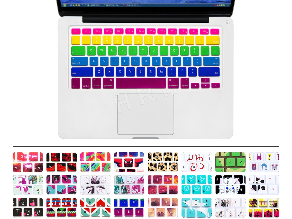 Радужная силиконовая наклейка HRH для клавиатуры США защитный чехол Mac book Pro 13 15 17 Air