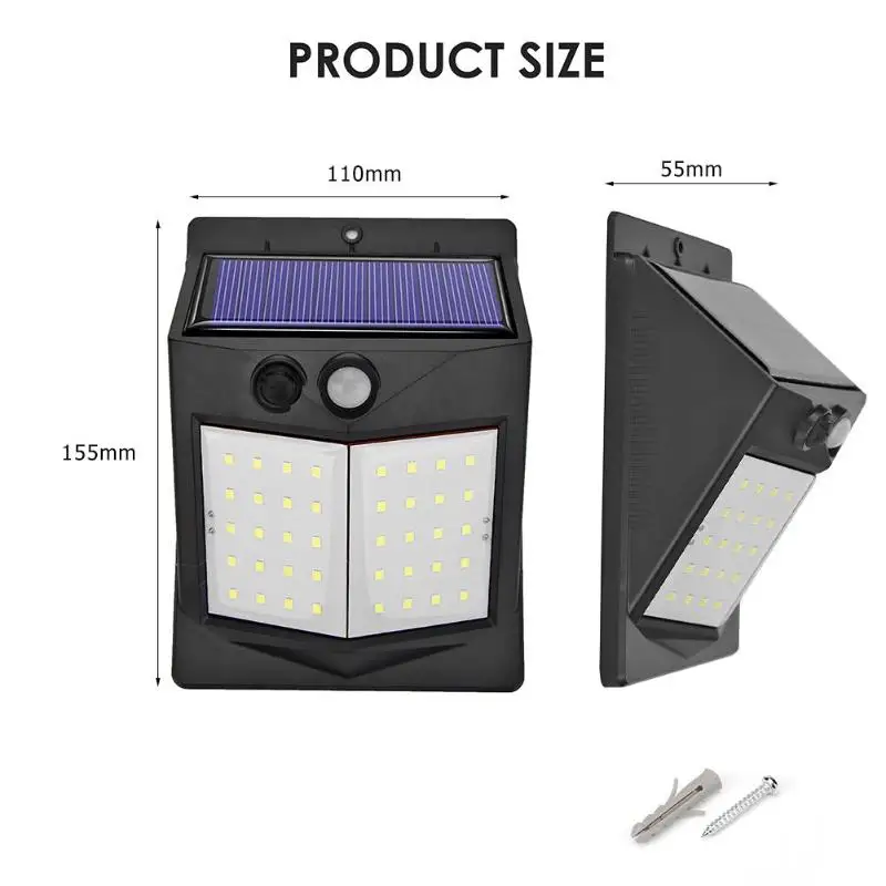 122LED Solar Light Solar Power PIR Motion Sensor Wall Light Outdoor Garden Street Lamp Pathway Yard Security Light Solar Lamp - Испускаемый цвет: 40 LED