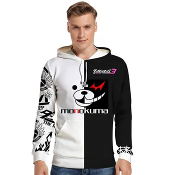 

Anime cosplay Monokuma Danganronpa Black White Bear Hoodies Hooded Pullover Sweatshirt Sportswear Jackets Top Adult unisex coat