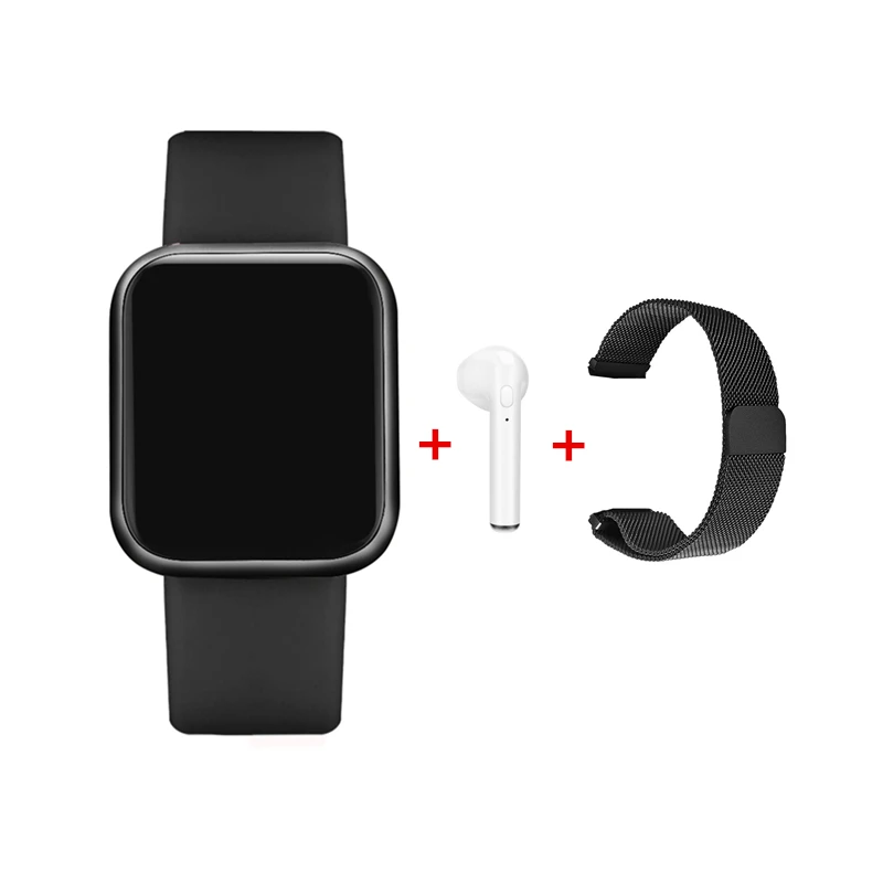 P80 Смарт часы для женщин IP68 Водонепроницаемый Полный сенсорный экран smartwatch монитор сердечного ритма для samsuang xiaomi huawei часы - Цвет: black add i7 headset