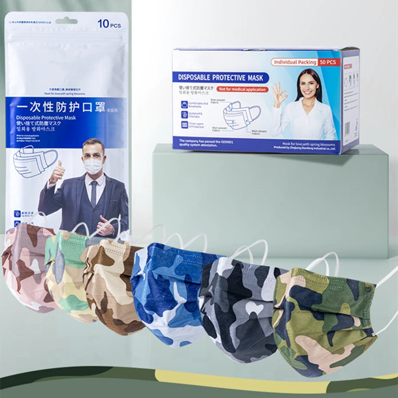 50pcs Disposable Adult Virus Face Mouth Mask Non-woven 3 Layers Anti Dust Smog Haze Breathable Adult/Child Christmas Mascarillas | Красота и