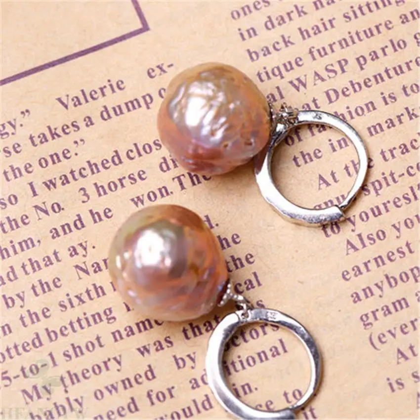 10-13mm Purper Baroque Pearl Silver Hook Earrings Irregular Gorgeous Luxury Charm Noble flawless Retro Fashion DIY