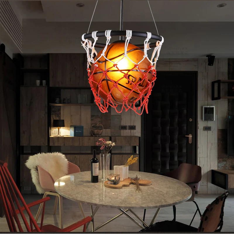 American Style Pendant Lamp Retro Basketball Lamp Creative Restaurant Gymnasium Store Sports Theme Clothing Store Chandelier 4