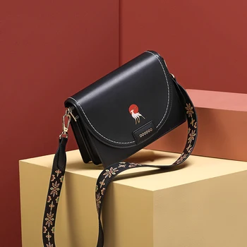 

Doodoo Fashion Trend Art Silk Screen Classic Organ Bag 2 Shoulder Strap PU Leather Crossbody Bag for Ladies