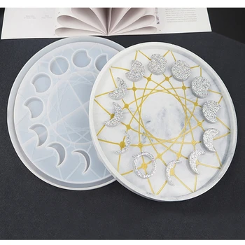 

Large Moon Phase Round Tray Resin Mold Crescent Half Full Moon Silicone Molds