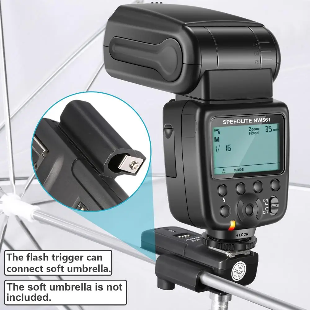 Neewer NW-561 GN38 ручная ЖК-Вспышка Speedlite с дисплеем Flash Kit для Canon Nikon и других DSLR камер, включает в себя: NW561 вспышка+ триггер