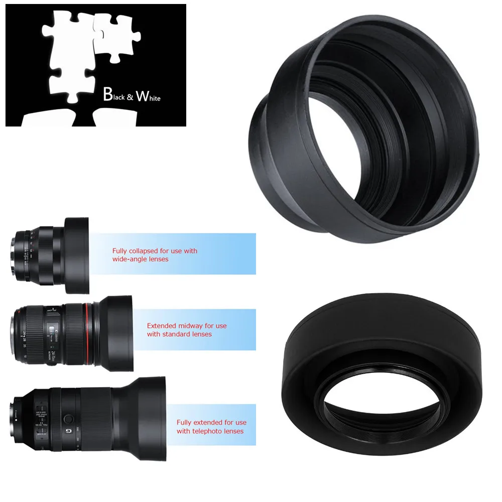 3-ступенчатая Складная Резиновая бленда для объектива Panasonic Lumix FZ330 FZ300 FZ200 FZ150 FZ100