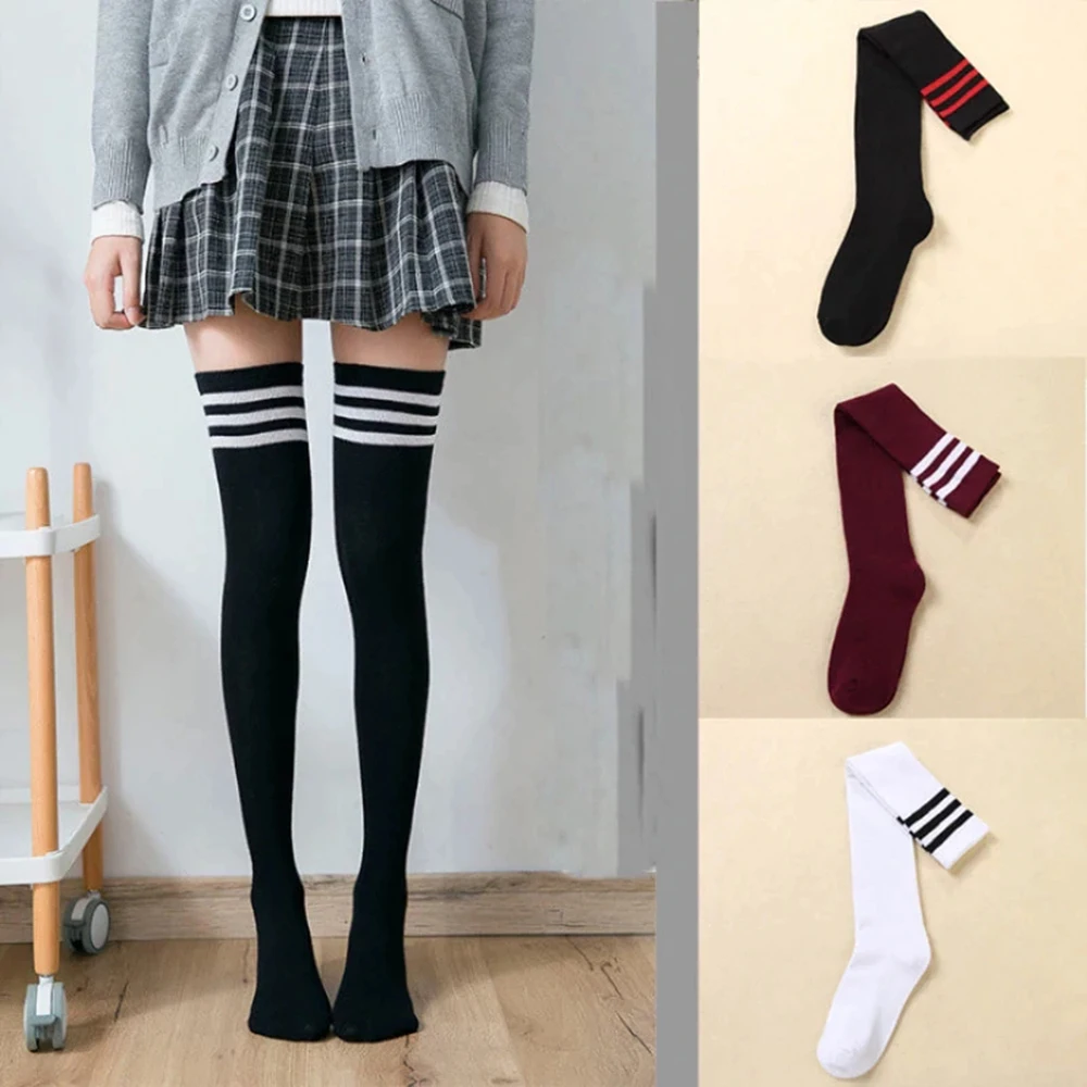 Sexy Socks Striped Long Women Stockings Warm Thigh High For Ladies Girls New Fashion Knee | Женская одежда