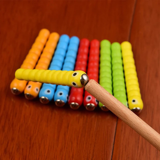 Wooden Strawberry Magnetic Bug Catching Game 5 Worms 1 Wooden Toys Accessories Montessori Educational Toys 1