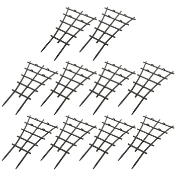 

10 Pcs Garden Plant Support,Mini Climbing Trellis Flower Supports Rattan Frame Cages Netting, Green