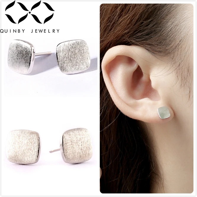 

Quinby 925 Sterling Silver Earrings For Women Wedding Frosted Square Earrings Girl Anniversary Party Gift Minimalism Earrings Q5