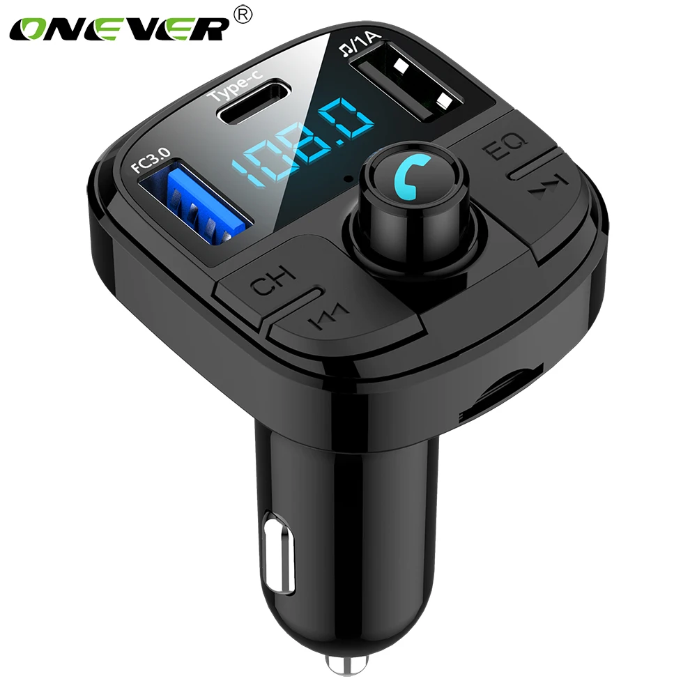 Cheap Onever Fm Transmitter Auto Bluetooth 5.0 Car Kit MP3 Fast charging QC3.0 Modulator Car Charger Double USB Stable Car Accessorie