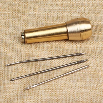 

1set Leather Thick Canvas Repair Awl Tool DIY Sewing Shoe Detachable Craft Kit Copper Stitching Needle