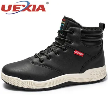 

UEXIA Big Size 39-47 New Winter Mens Boots Men Casual Fahsion Snow Men Ankle Boots Men Boots For Men Shoes With Fur Keep Warm
