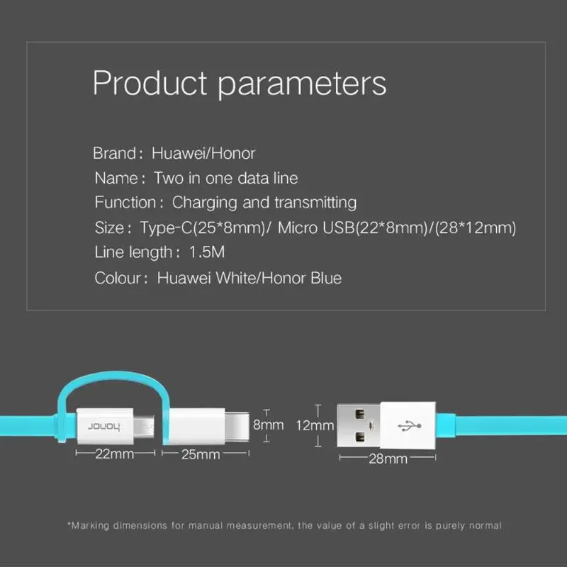 HUAWEI HONOR AP55S кабель для зарядки Портативный 2 в 1 usb кабель для зарядки type-C Micro USB 2A шнур для зарядного устройства провод для передачи данных для мобильного телефона