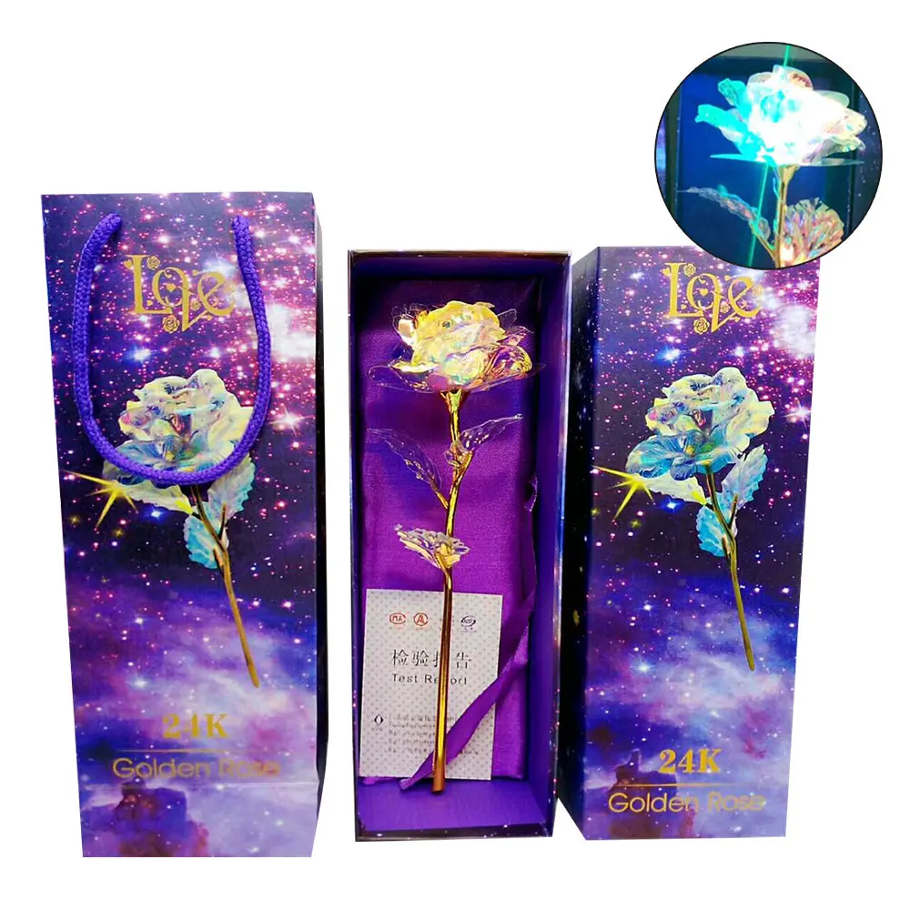 Luminescence 24K Gold Foil Lighting Rose Luminous Rose Valentine Gift Home Ornament Eternal Flower Beautiful Romantic Party - Цвет: Set 3