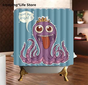 

Cute Octopus Shower Curtain Waterproof Fabric Shower Curtain Bathroom Decoration 72 x 72 with 12 Hooks