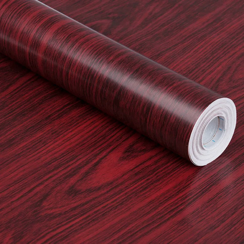 PVC Wood Grain Self-adhesive Waterproof Wallpaper Furniture Cabinet Desktop Renovation Sticker Decorative Wallpaper 5M