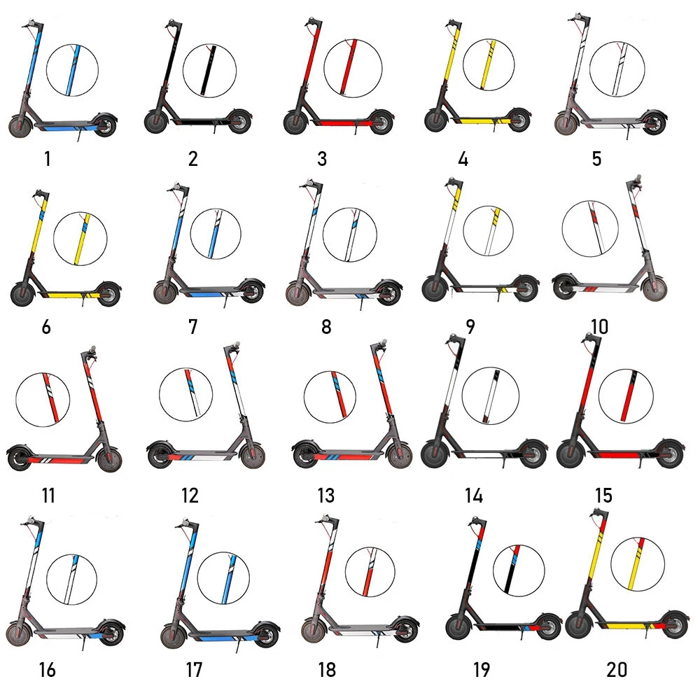 1 Set 20 Colors Reflective Styling Warning Strip Stickers Safety Decals For Xiaomi Mijia M365 Electric Scooter Skateboard Parts