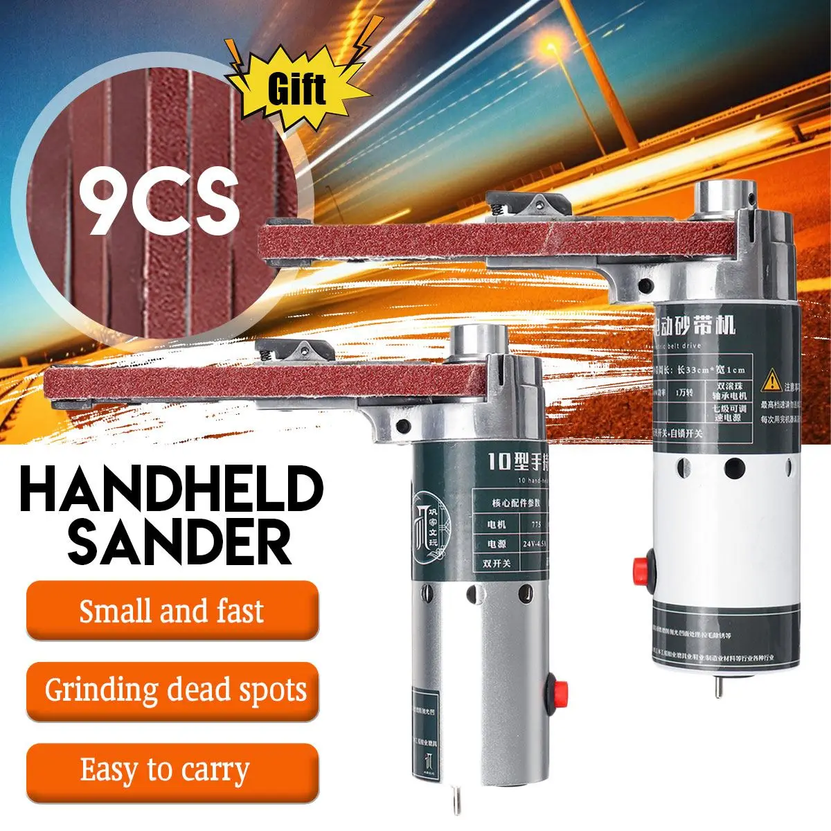 

Angle Grinder Electric Belt Sander DIY Mini Grinder 10000/min Small Hand-held Machine With 9pcs Sanding Belt Woodworking