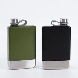 Compact 9oz Stainless Steel Hip Flask Set (Black)