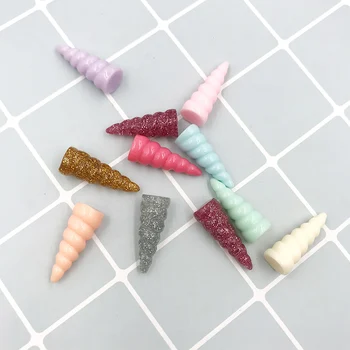 

20pcs Resin Cabochon Kawaii Glitter Resin Cabochons Unicorn Horn Charms for Jewlery Making Accessories Decoration Craft 10*26mm