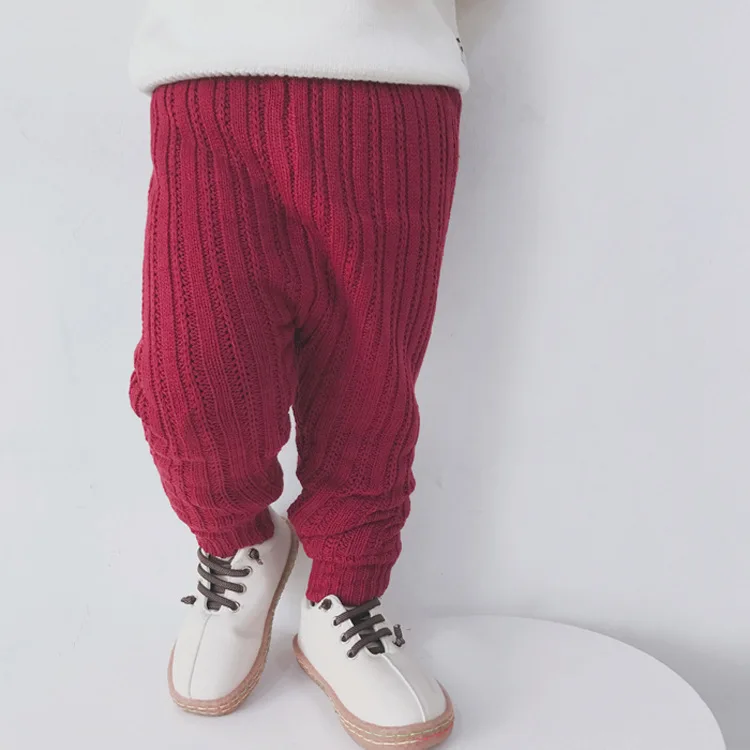 South Korea Childrenswear plus Velvet Knitted Trousers Boot Pants Men And Women Small CHILDREN'S Berber Fleece Large Bottom Wool