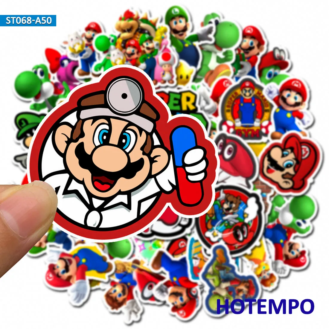 50pcs Cartoon Super Hero Mario Mush Stickers for DIY Mobile Phone Laptop Luggage Suitcase Skateboard Fixed Gear Decal Stickers