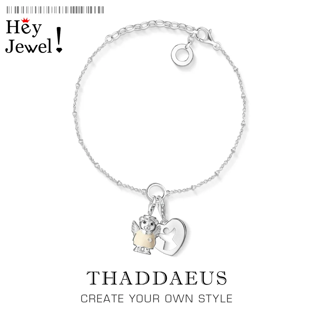 

Guardian Angel & Bear Charm Bracelets Summer Link Chain 925 Sterling Silver Fashion Adjustable Trendy Jewelry Thomas Women Gift