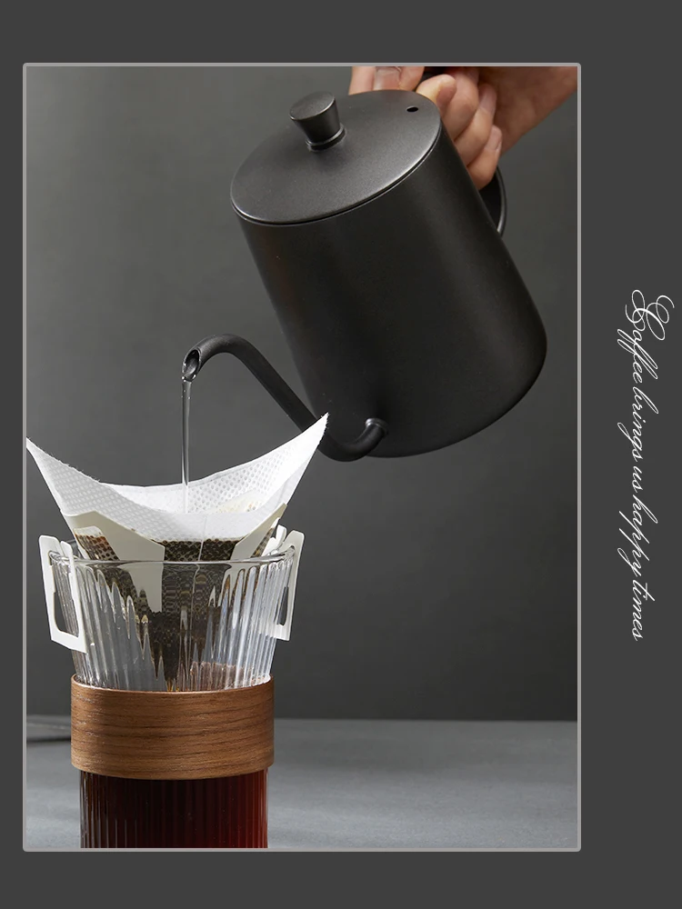 Drip Kettle 350ml 600ml Hand Make Coffee Tea Pot Non-stick Coating Food Grade Stainless Steel Gooseneck Drip Kettle Thin Mouth